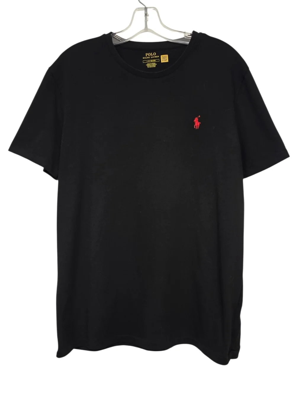 Polo Ralph Lauren Men’s Large Classic Black T-Shirt Red Pony Logo 100% Cotton